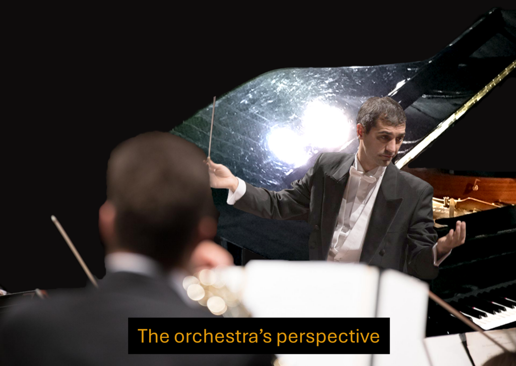Conductor - disturbing light reflections from grand piano